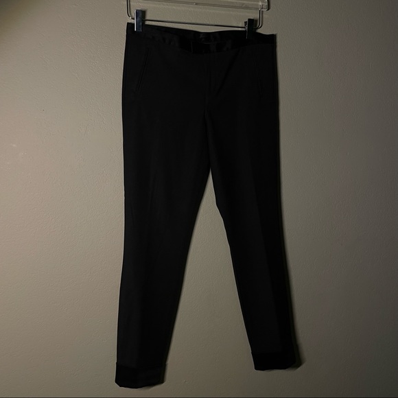 ATM Anthony Thomas Melillo Cuffed Ponte Pants Black Satin Womens Size 6 - Picture 6 of 10